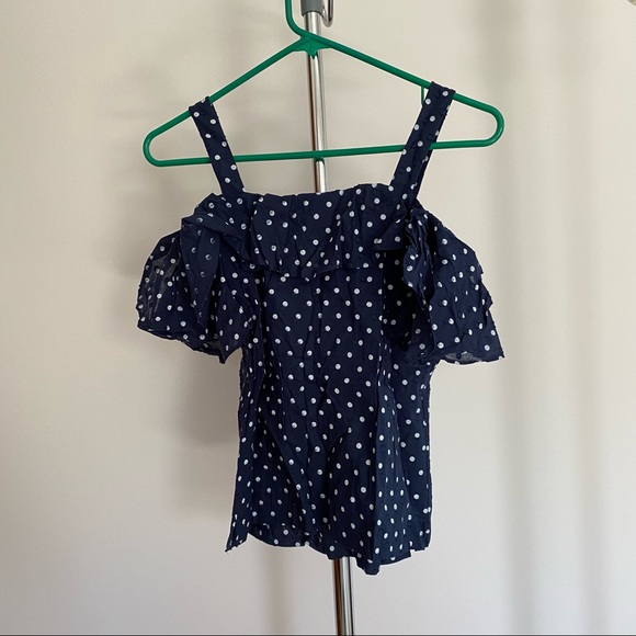 J. Crew Polka Dot Cold Shoulder Top - Picture 4 of 5